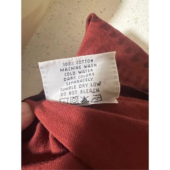 CMC Color Me Cotton Mixed Media Burgundy & Rust 100% Cotton Empire Waist Tunic W - Picture 5 of 5